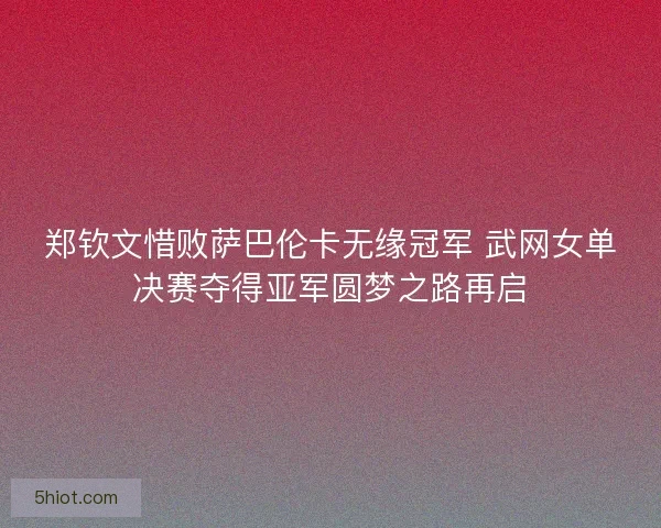 郑钦文惜败萨巴伦卡无缘冠军 武网女单决赛夺得亚军圆梦之路再启